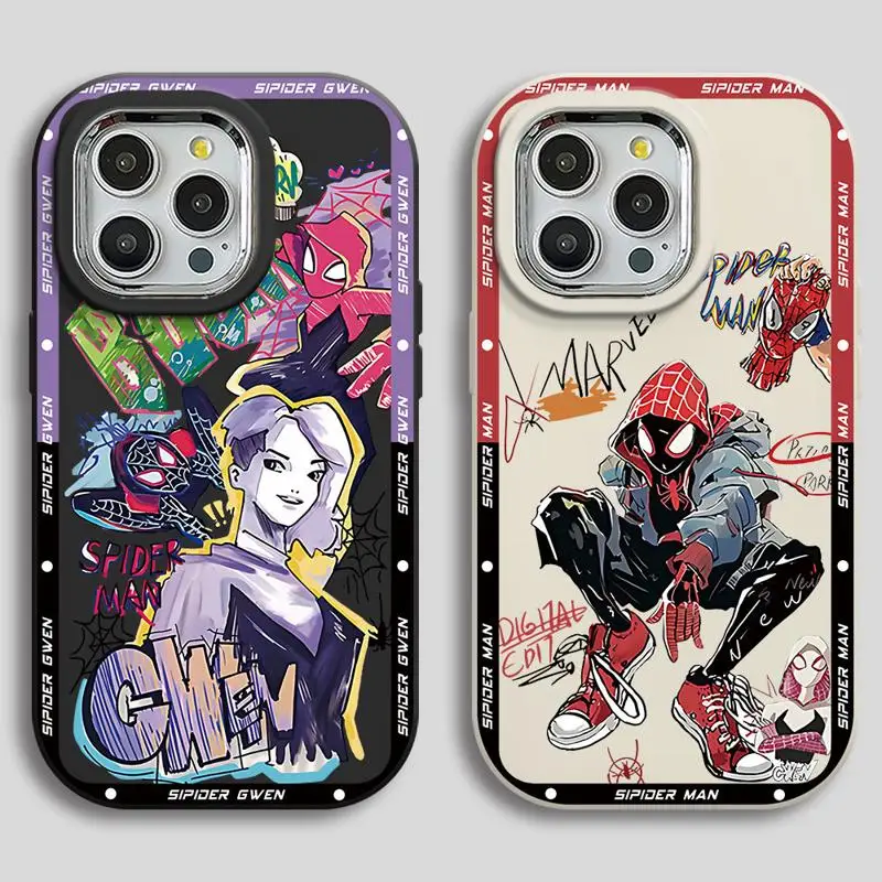чехол для телефона Apple iPhone 15 14 Pro funda 11 Max 12 Plus 13pro max 15plus 11pro coque Cover Marvel Spider Man Gwen Cool