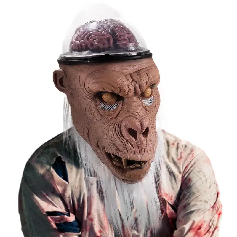 

Страшная искусственная Реалистичная Обложка для лица, новинка, латексные Чехлы для головы орангутана, костюм для Хэллоуина