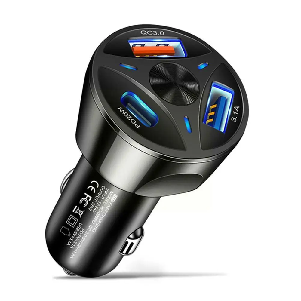 

Автомобильное зарядное устройство для телефона адаптер устройство для быстрой зарядки с 3 портами USB подходит для IPhone Xiaomi Huawei Samsung C2O4