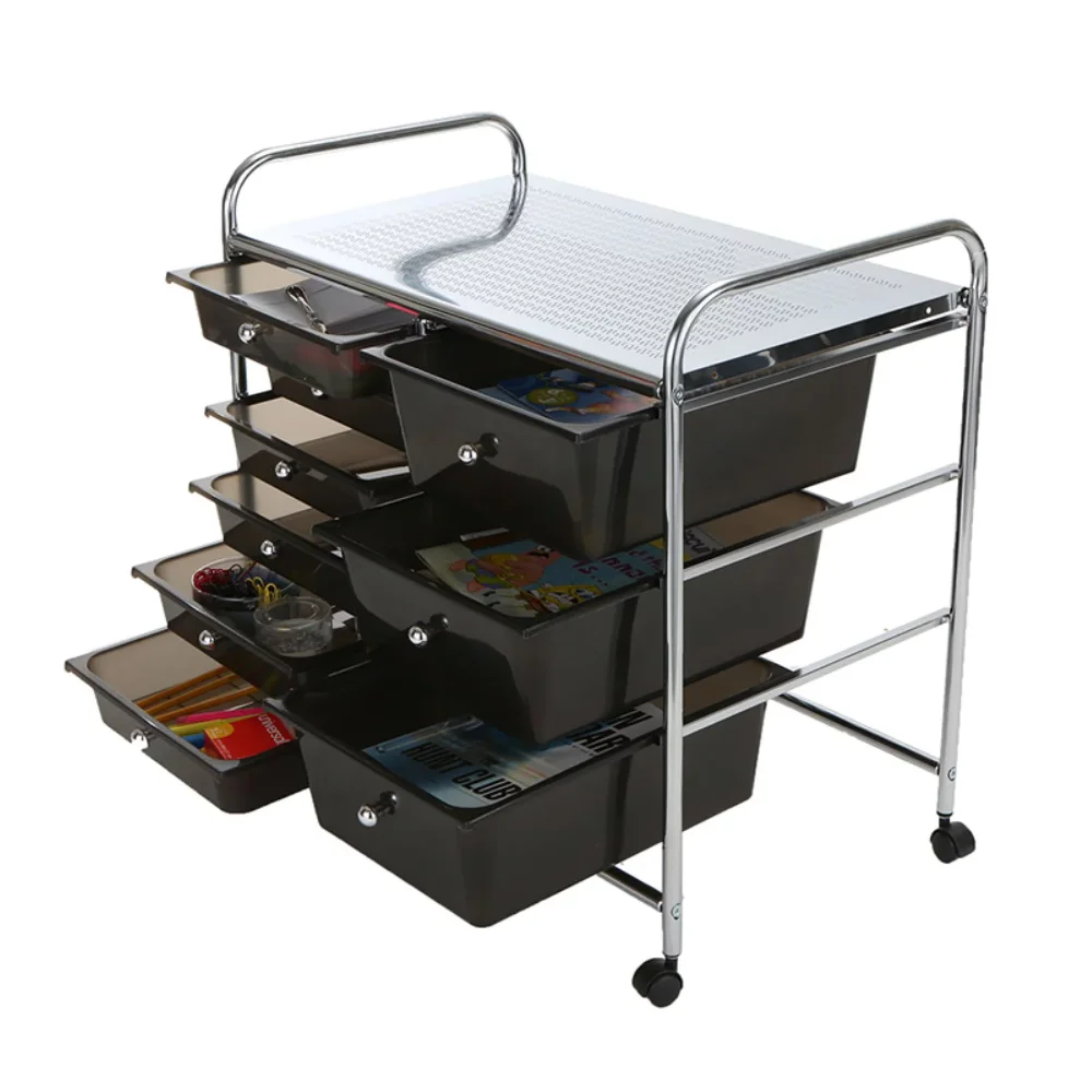 

Metal Binding 9 Double Drawer Office Storage Cart