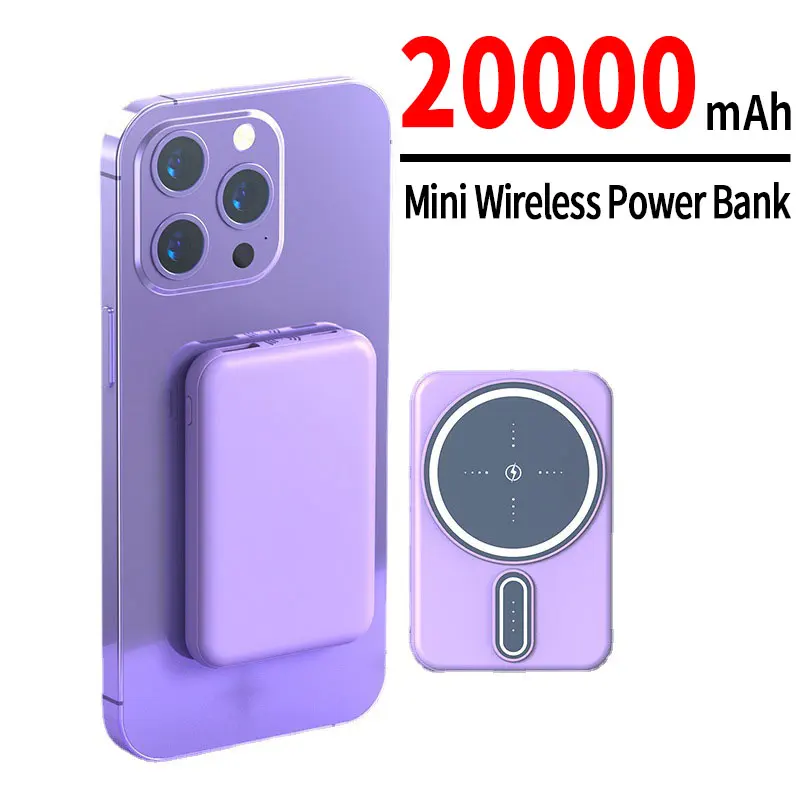 

Magnetic Power Bank 20000mAh Portable Wireless Fast Charging USB Output External Battery For iPhone 14 12 13 Magsafe PowerBank