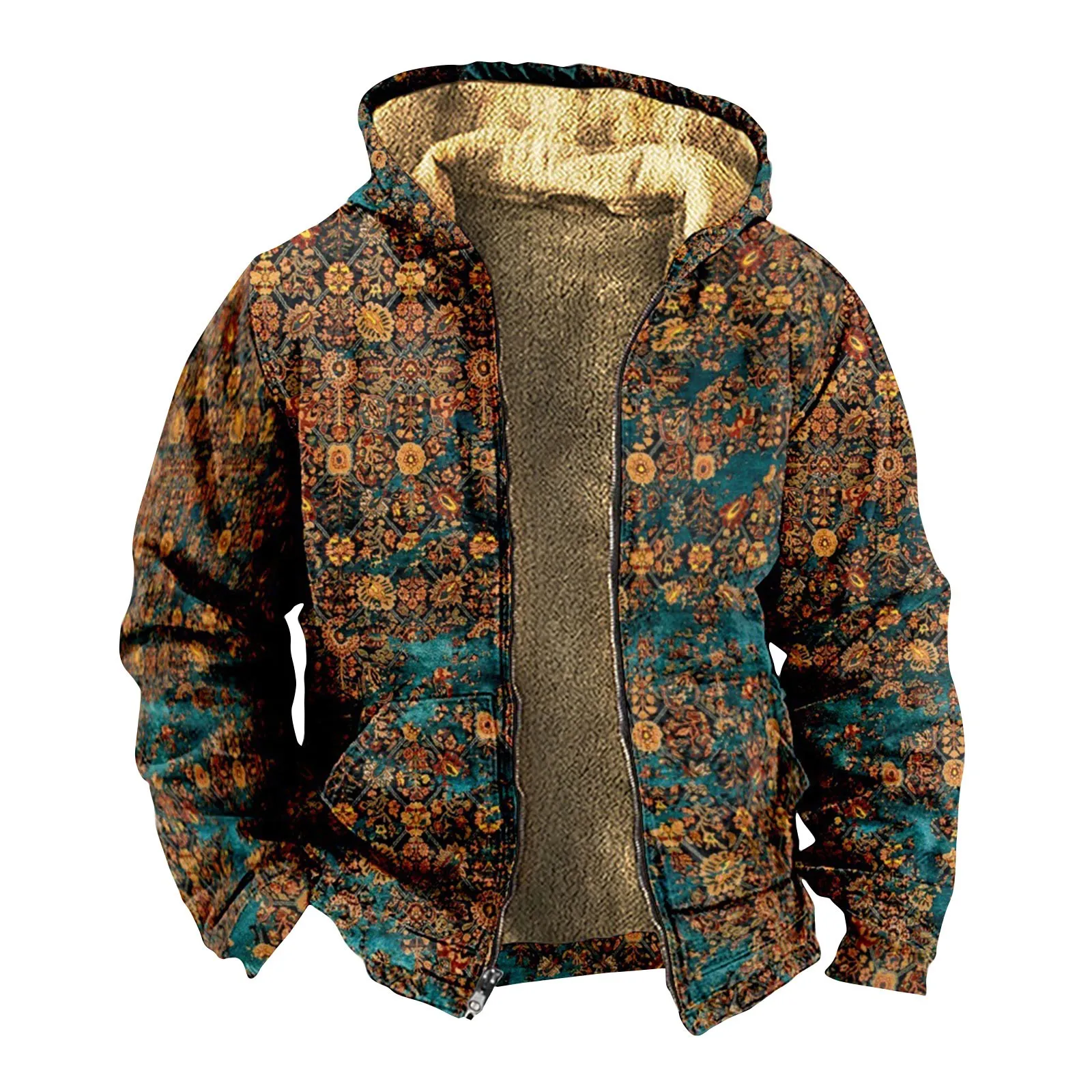 

Мужская Флисовая Куртка с капюшоном, с карманами