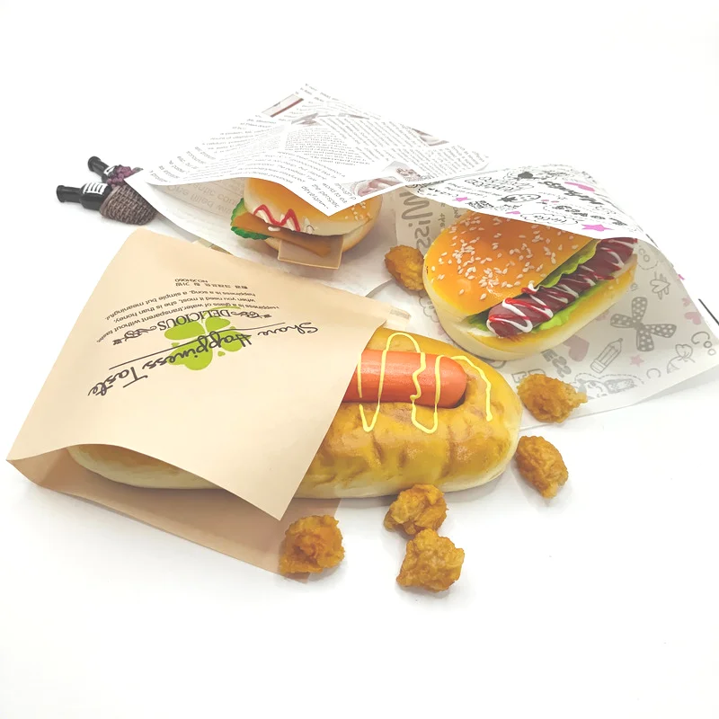 

100pcs hamburger triangle oil proof sandwich donut disposable food wrapping paper packaging bag baking packaging bag