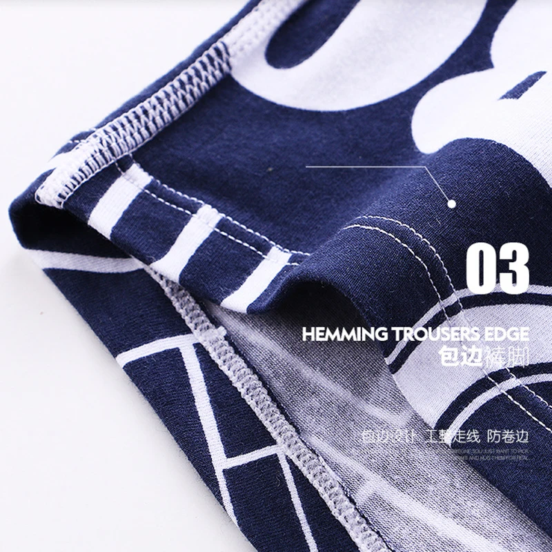 Man Underwear Fashion Solid Cotton Breathable Boxers Men's Underpants Male Letter Printed Panties Shorts Underwear 4Pcs