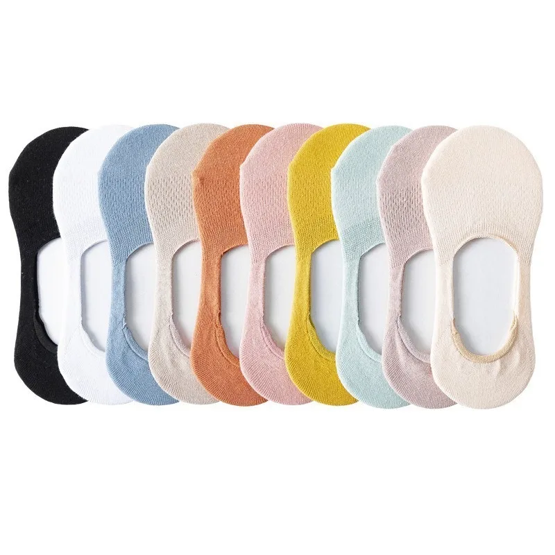 

Women's Socks Spring and Summer Thin Invisible Socks Solid Non-Slip Cotton Mesh Socks