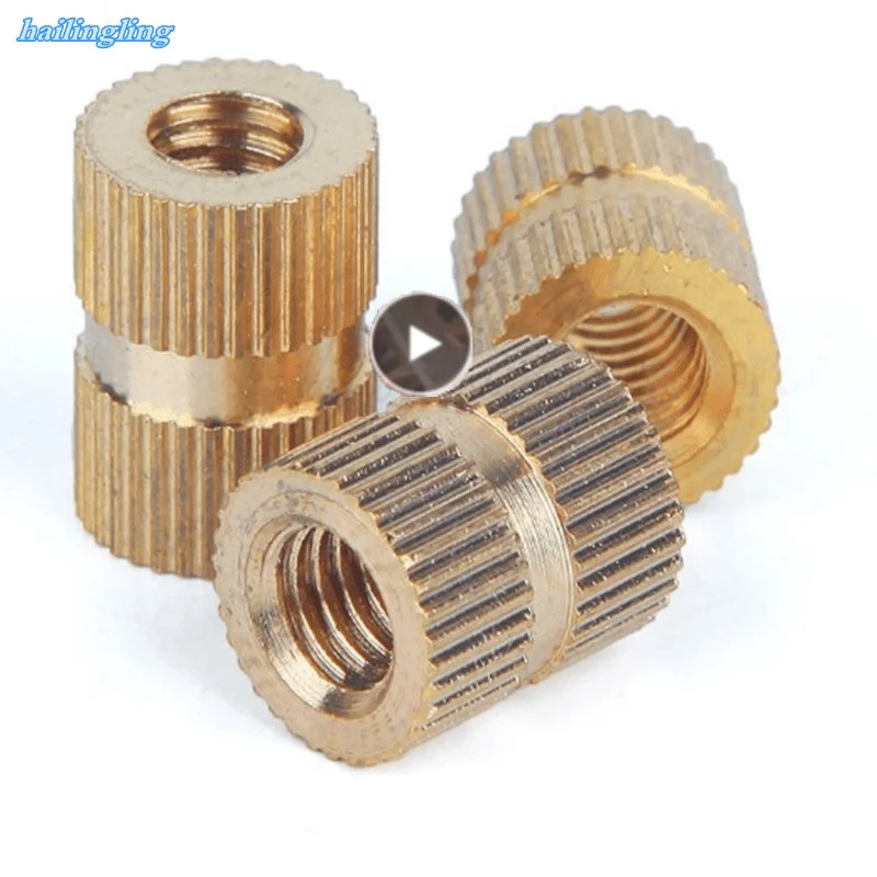 

25x M2 M2.5 M3 твердая латунь чистая медь Метрическая резьба литье под давлением Knurl вставка гайка круглая форма Колонка OD 3,5 4 5 мм