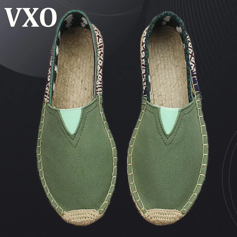 

VXO Summer Handmade Bottom Espadrille Men's Lazy Fisherman Linen Shoes Casual Breathable Sweat-Absorbing Canvas Shoes