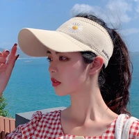 new summer daisy womens sunshade baseball cap fashion outdoor sports leisure mountaineering travel knitted empty top sun hat