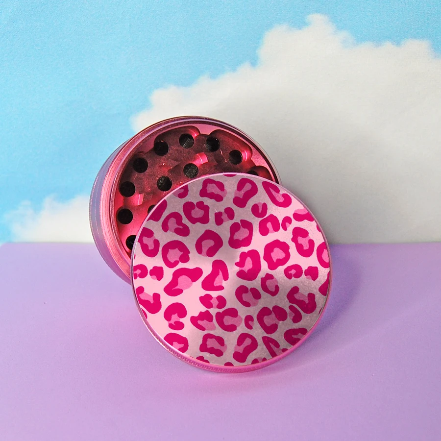 2023 Pink Leopard Print Grinder For Girls Top Quality Aluminum Alloy 40MM Spice 4 Layers Mini Cute Grinder Tools Accessories