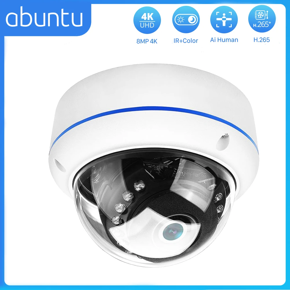 

8MP 4K Ultra HD IP Camera ONVIF Vandal-proof Waterproof Dome Camera Outdoor Internal Audio APP Remote Access Xmeye Cloud H.265