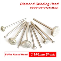 10pcs 4 16mm round mouth diamond grinding head mounted point bits burr polishing abrasive tools for stone jade peeling carving