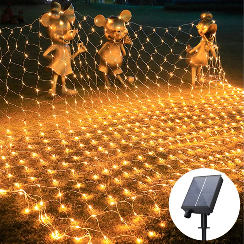 

EU/US Solar Power Led Net String Lights Street Garlands Christmas Tree Decorations Outdoor New Year Wedding Fairy Garden Lights