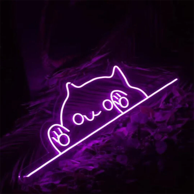 

Custom Neon Lights LED Cute Cat Blue Purple Neon Strip Light for Home Party Bedroom Wall Art Decor Neon Sign Kawaii Pet Neon