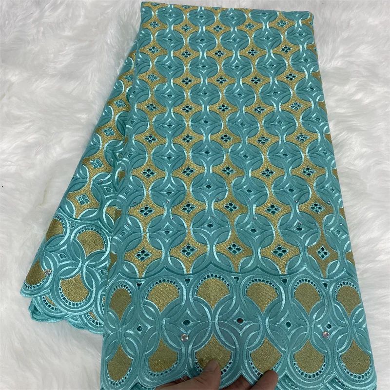 

5 yards100% Cotton fabric 2022Dubai heavy beaded embroidery African Dry lace fabrics Swiss voile lace in Switzerland XM