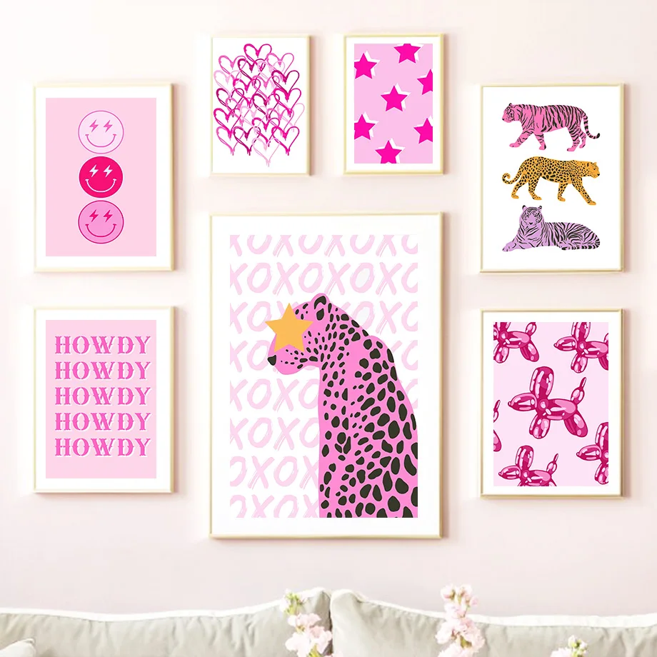 Настенная картина с изображением собаки розового леопарда гепарда шарик-Зебра