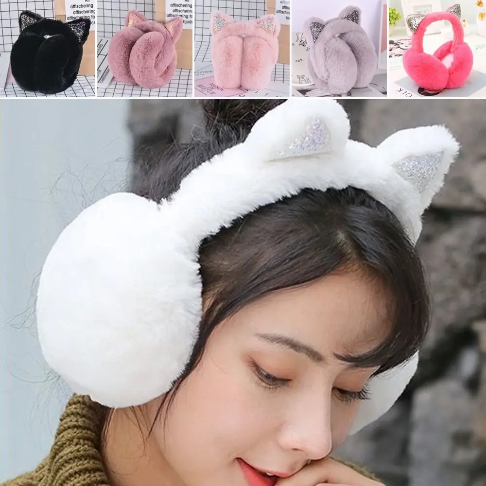

Warmer Women Girl Soft Plush Frostproof Cartoon Folding Warm Headband Ear Protectors Earflaps Earmuffs