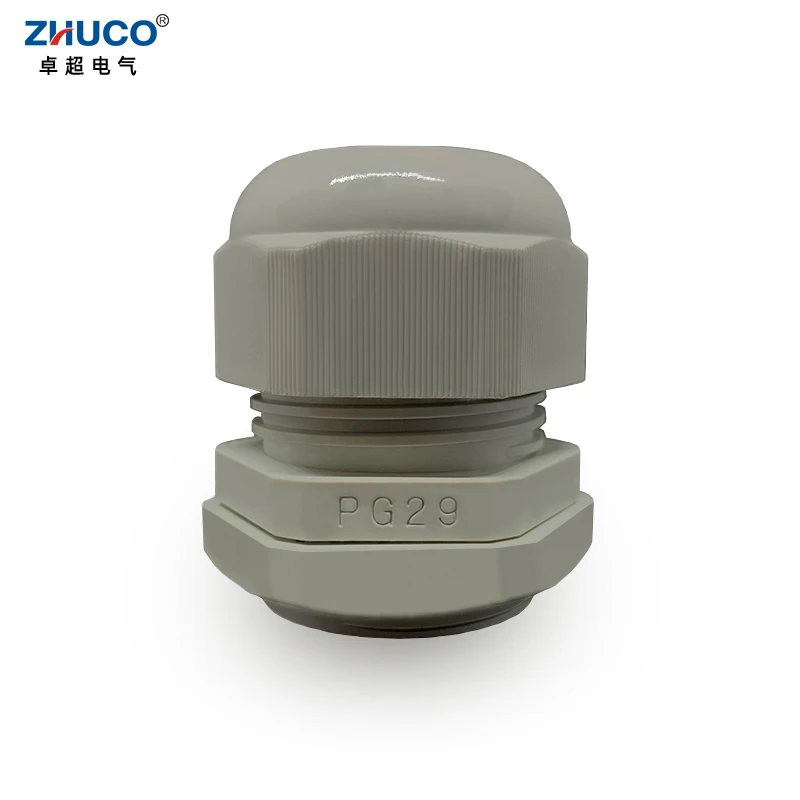 

ZHUCO 10Pcs PG29 Nylon Plastic Waterproof Adjustable 18-25mm Cable Cover with Rubber Gasket Grey Gland IP68 Connector Joints