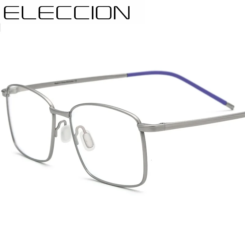 

ELECCION Brand Vintage Titanium Full Rim Square Eyeglass Frames Men Prescription Myopia Optics Glasses Frame Women 56-16-145