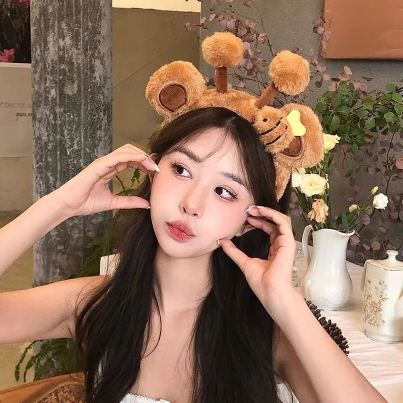 Милая мультяшная пчела с медвежьими ушками плюшевая повязка для волос женщин и