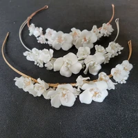 slbridal handmade luxury rhinestones pearls ceram flower bridal tiara headband wedding bridesmaids crown women hair jewelry