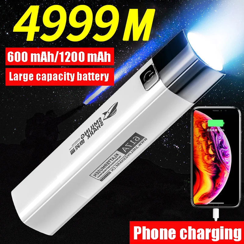 

Outdoor USB Mobile Phone Rechargeable Range Mini Led Flashlight illumination 4999M Super Bright Portable Small Lighting For Home