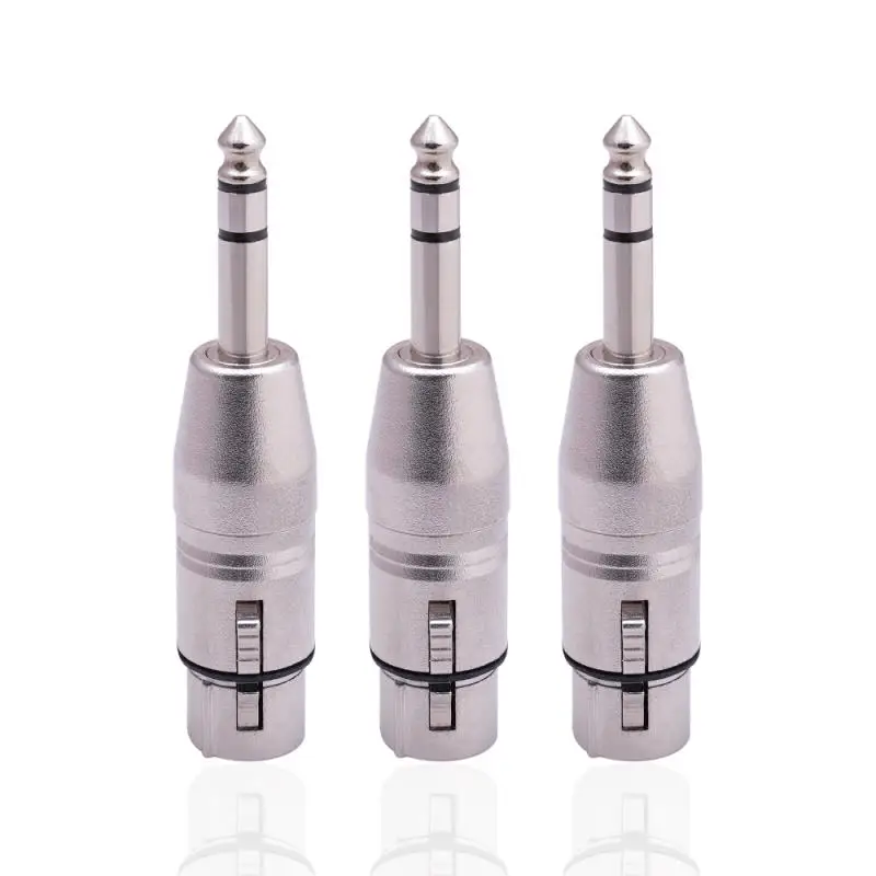 

1pc XLR Connector 3Pin Female Jack and Male Plugs to 1/4" 6.35mm Male Plug Stereo & Mono &TRS Microphone Adapter 9