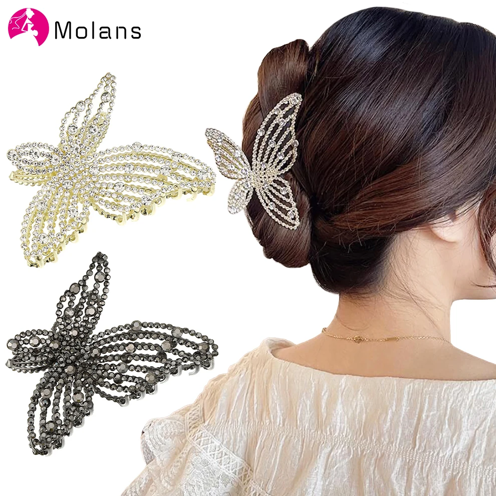 

Женские заколки-бабочки Molans, стразы с кристаллами, заколки для волос, аксессуары для волос