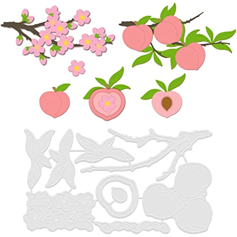 

Peach Cutting Dies Flower Metal Stencil Template Branches Leaves Die Cuts for DIY Scrapbooking Album Decorative Embossing Card