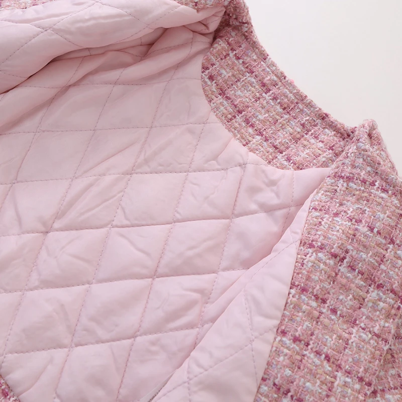 Розовый хлопковый утепленный комплект с маленьким ароматом для девочек 2024