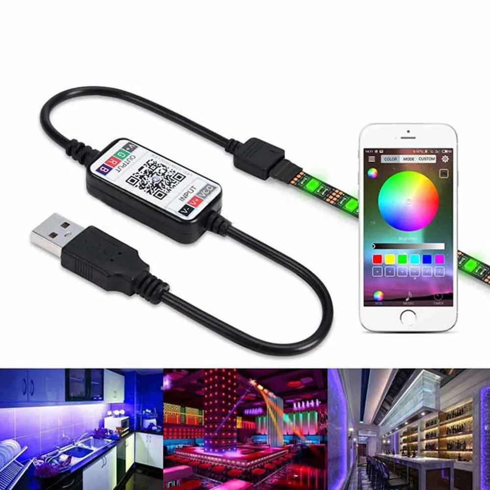 

Светодиодная лента с Bluetooth APP и USB, светодиодные лампы, 5 В, 5050 RGB, 0,5 м, 1 м, 2 м, 3 м, 4 м, 5 м для ТВ, настольного экрана, подсветки, Диодная лента, лампа