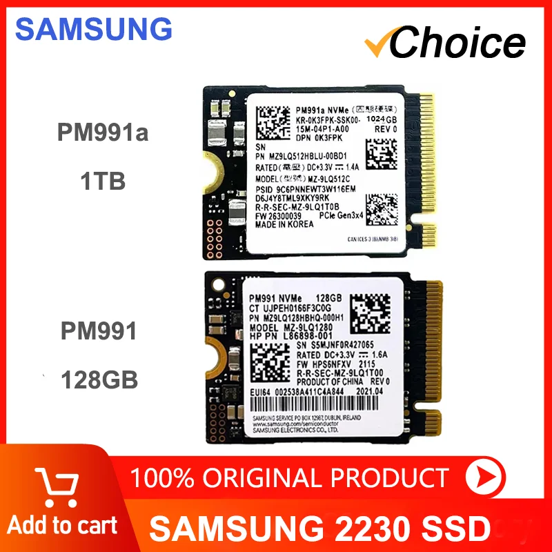 SAMSUNG PM991a 1 ТБ M.2 2230 30 мм NVMe PCIe Gen3 x4 TLC SSD для Xbox Surface Pro Steam Deck ROG Ally Dell HP Lenovo Laptop