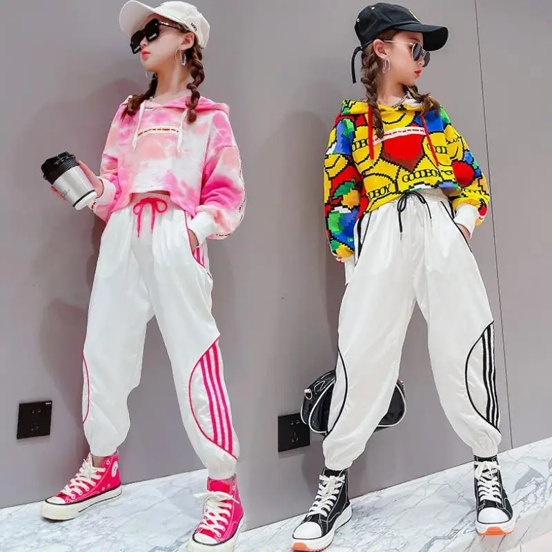 

Spring Baby girl clothes Teenager tracksuits girls Loose western tie-dye hoodie+pants 2pcs kids outfits children Dance clothing