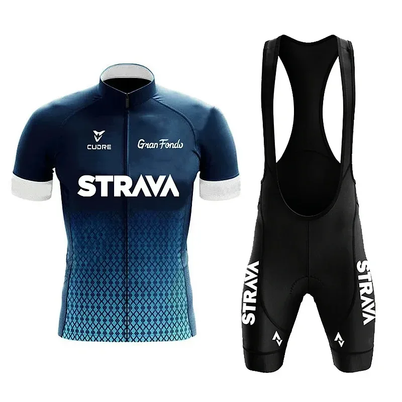 2024 Strava Men's Cycling Shirt Set Summer Breathable Absorb Quick Drying MTB Uniform Wear