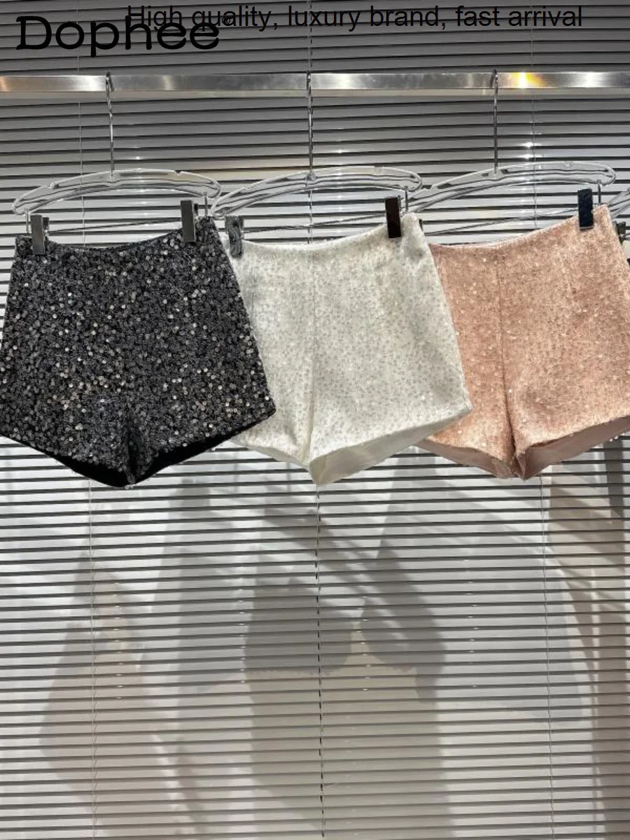 

Industry Nightclub Heavy Socialite Shiny Full Body Sequins Casual Women 2023 Spring New Sequined Black Shorts Hot Pants