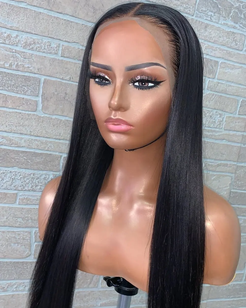 

26Inch 180%Density Long Silky Straight Synthetic Lace Front Wig For Women With Baby Hair Heat Resistant Fiber Hair Daily Wig
