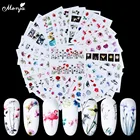 Monja 24 листа, элегантный узор, наклейка для дизайна ногтей, Смешанные Цветочные фламинго, Переводные переводные наклейки, слайдер, для самостоятельного дизайна, маникюрные украшения