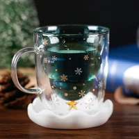 high borosilicate glass creative christmas tree cup heat resistant double layer cup office mug coffee cup household items