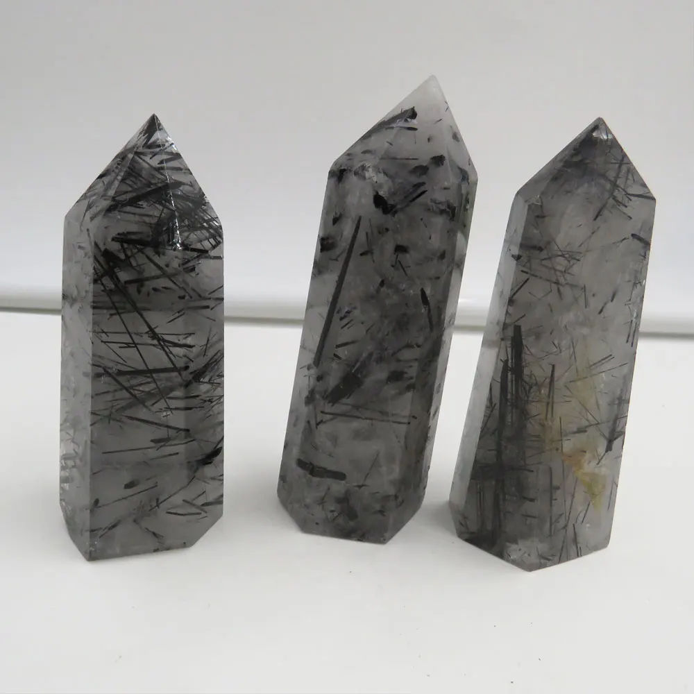 

RARE 273g 3pcs Natural Black Tourmaline Crystal Point Wand Reiki Healing 2022 natural stone and mineral specimen