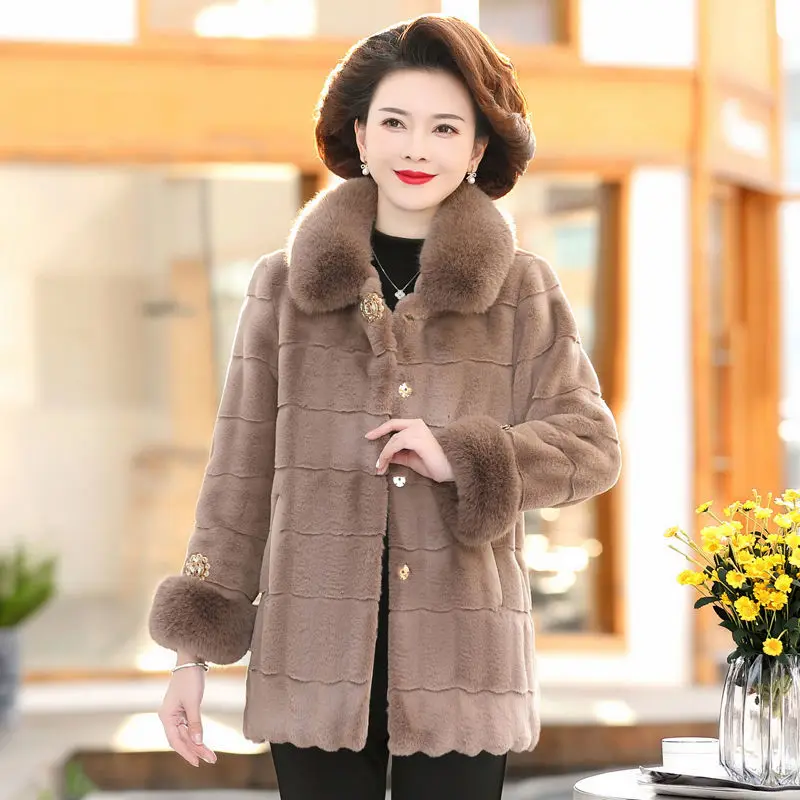 New Mink Coats Women 2022 Elegant Thick Keep Warm Winter Top Fashion Solid Color Faux Fur Coats Outerwear Fake Fur Jacket T65