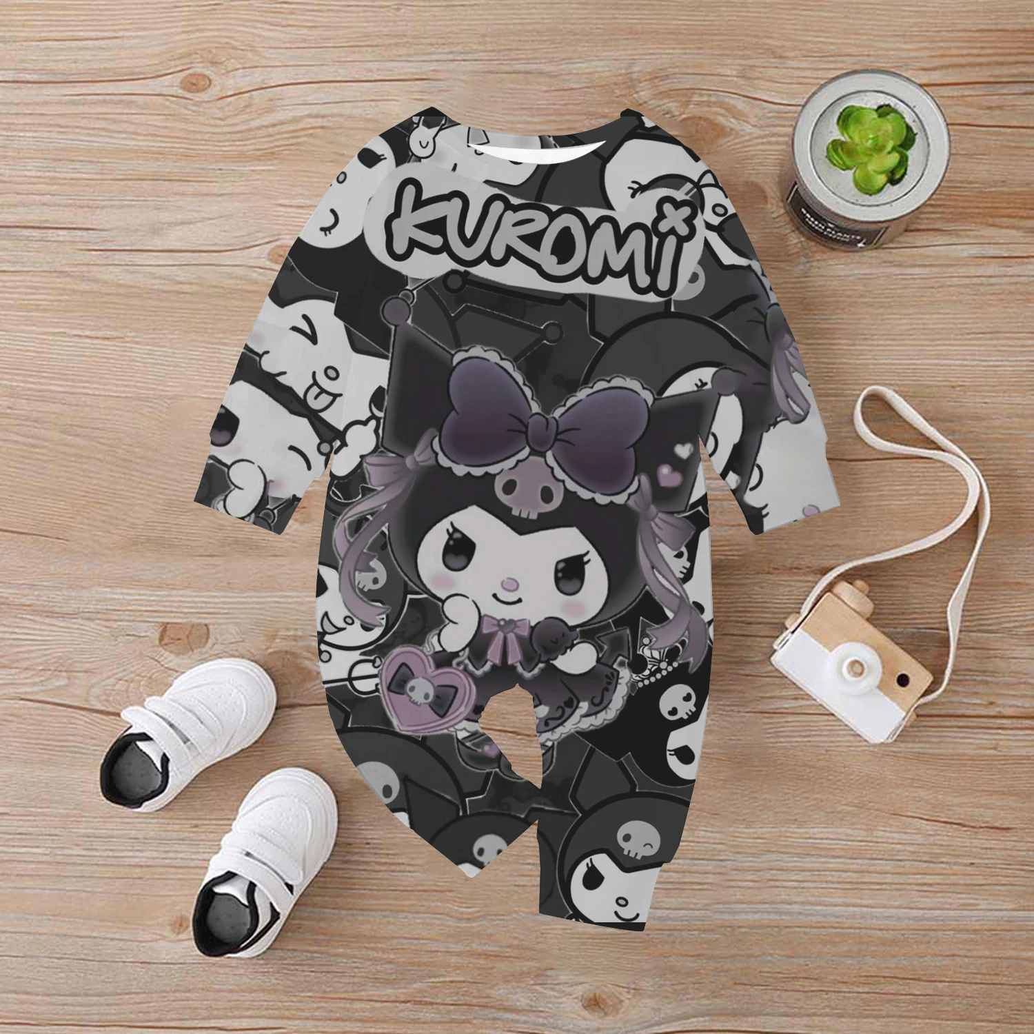Новинка 2024 года детский комбинезон Kuromi Kawaii От 3 месяцев до 4 лет весенне-осенняя