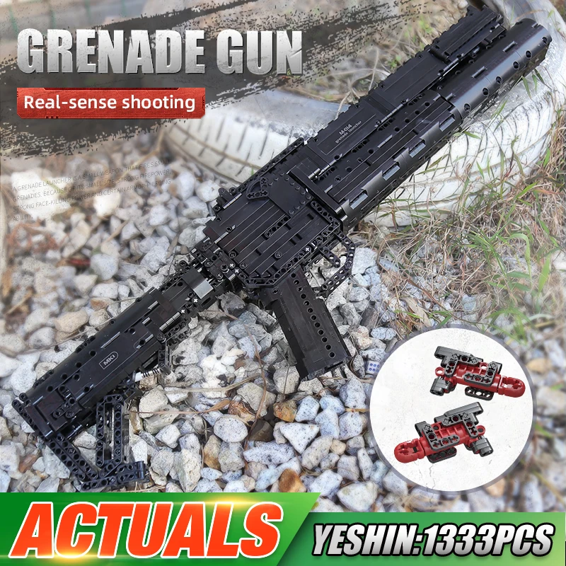 

MOULD KING 14014 Motorized Block Gun Creative Toys The Grenade Gun Model Building Blocks Bricks Shooting Game Toy For Kids Gifts