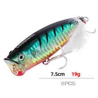 popper fishing lures 7 5cm 19g top water long casting wobblers artificial hard bait for bass pike pesca boxed with accessories