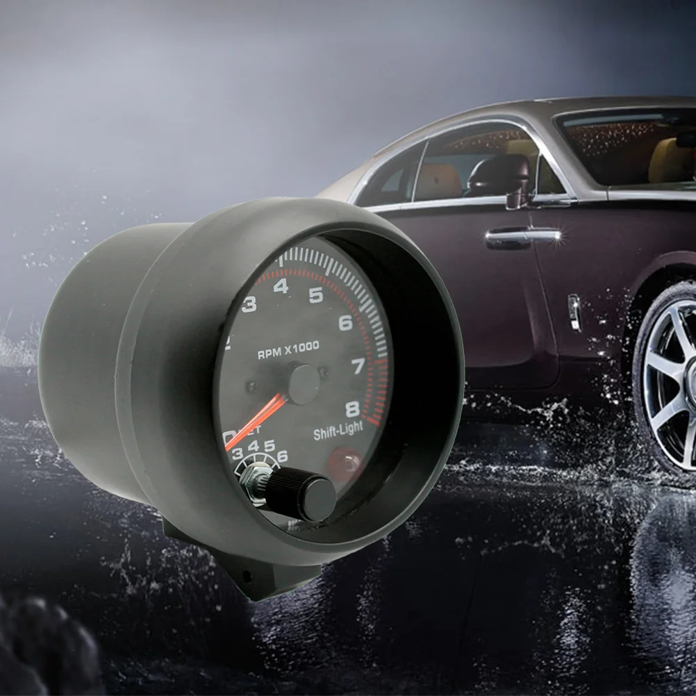 

12V Digital Tachometer Gauge 95mm Dial Red Car Engine Meter (Black)