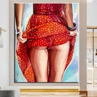 Популярная модель с большими ягодицами Картина Сексуальная девушка в красном платье женские плакаты печать на стене Картина на холсте для спальни украшение отеля