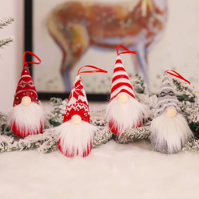 

Рождественская елка, подвесное украшение без лица для пожилых людей, плюшевая тесто ручной работы, кукла Санта-Клауса, подарок на Новый год, ...