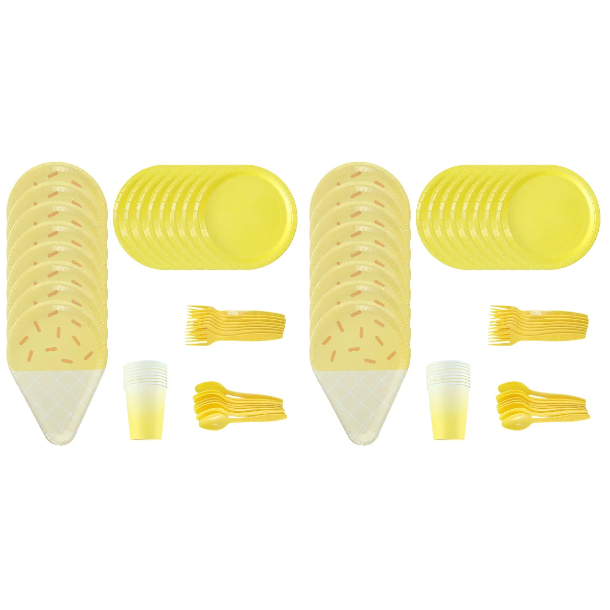 

2 Sets Party Ice Cream Paper Plate Dinnerware Waterproof Tablecloth Supplies Cutlery Plates Baby