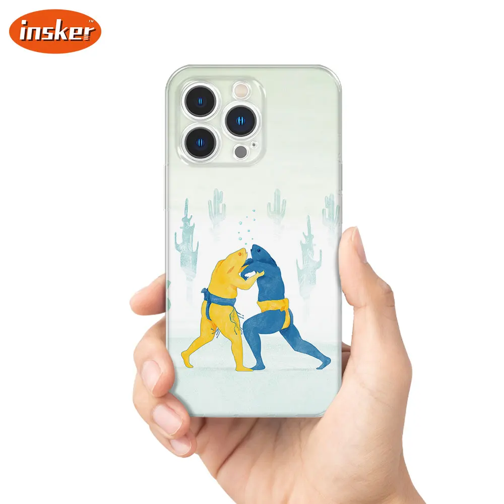 

Sumo Wrestler Bear Transparent TPU Shockproof Back Cover For iPhone 14 Pro Max 13 12 11 X XR XS 7 8 Plus SE MiNi Phone Case