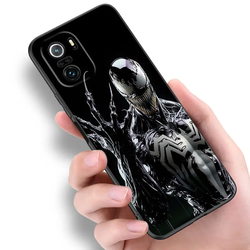 Черный силиконовый чехол для телефона Venom Marvel Xiaomi POCO X3 X4 NFC F4 GT F5 F6 M3 M4 M6 X5 X6 Pro 5G M5 C55