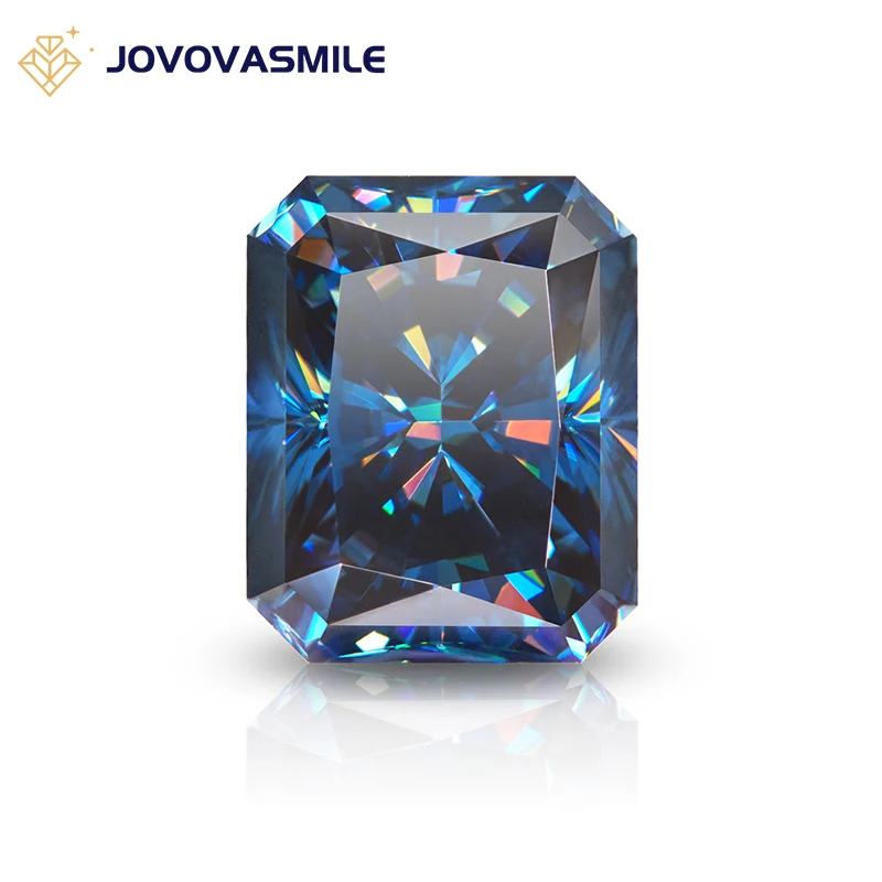 

JOVOVASMILE Loose Moissanite Blue D Color VVS1 Radiant Cut 2*4mm to 10*12mm 0.2ct to 10ct Lab Diamond