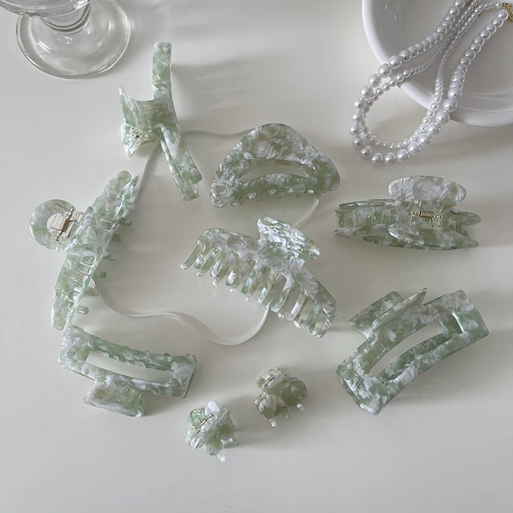 

Summer Green Acetate Grab Claw Clip Hairpin European Ladies Headdress Hair Catch Shark Clip Bangs Accessories For Women